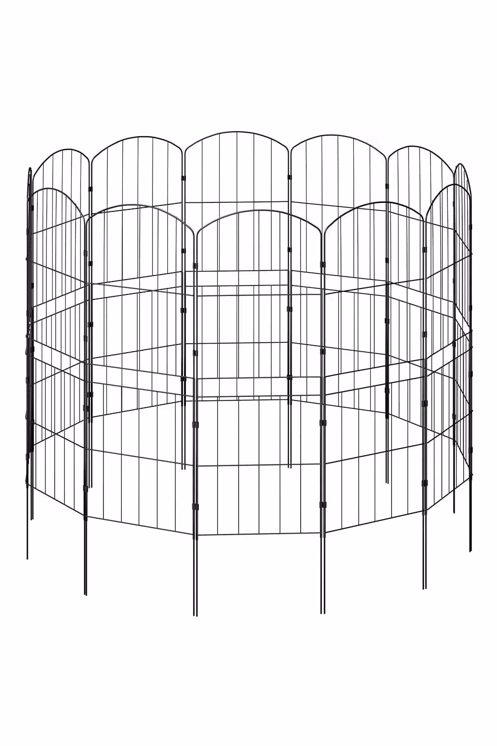 Living and Home 10-Piece Black Arch Metal Garden Edging Fence and Yard Borders, H 96 cm x W 31 cm – 2