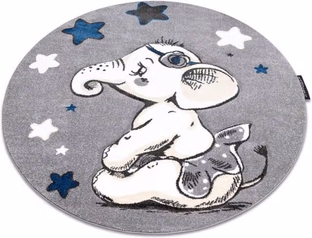 RugsX Petit Round Grey Kids Motif Rug, Diameter: 120 cm
