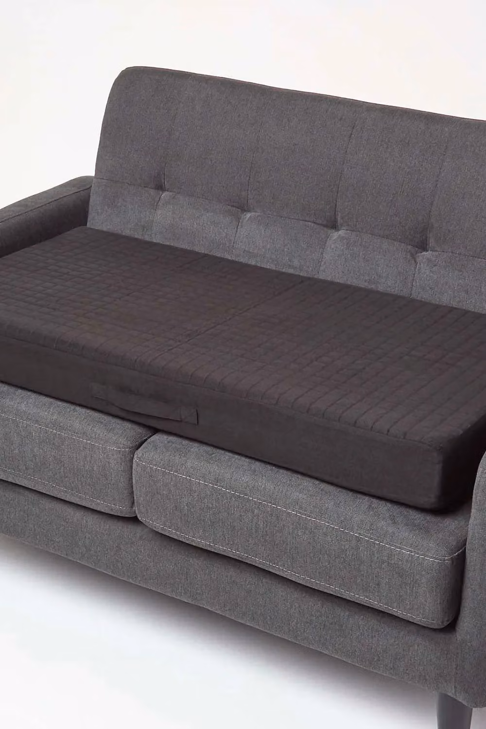 Homescapes Soft Quilted Polyester 2-Seater Orthopaedic Booster Cushion Cover with Zip, Black, W/D/H: 100 x 50 x 10 cm – 2