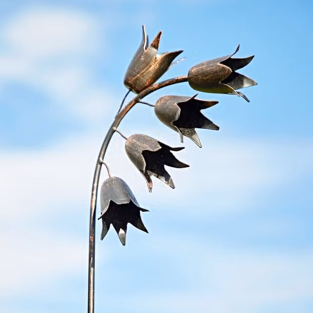 Paper High Metal Bluebell Garden Stake in Bronze, Black or Copper