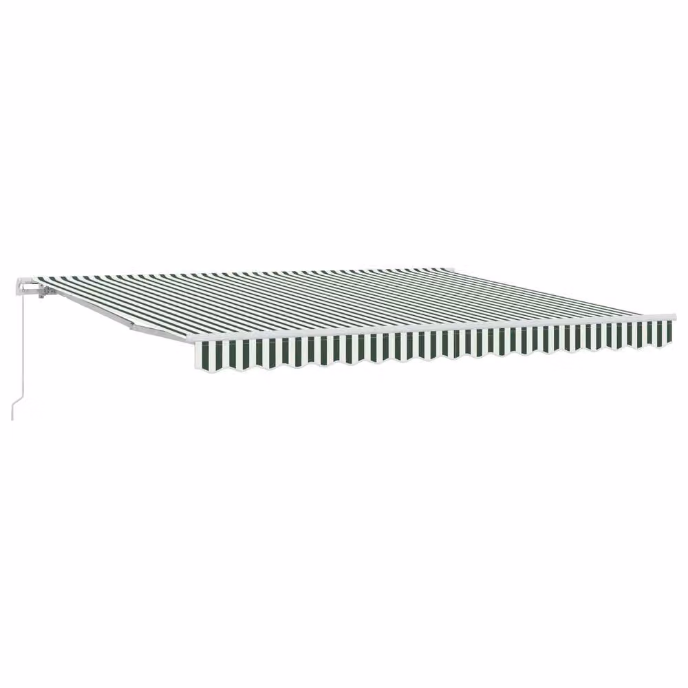 Berkfield Home Manual Retractable Wall-Mounted Awning, Green and White Striped Polyester, W: 400 cm, D: 300 cm – 2