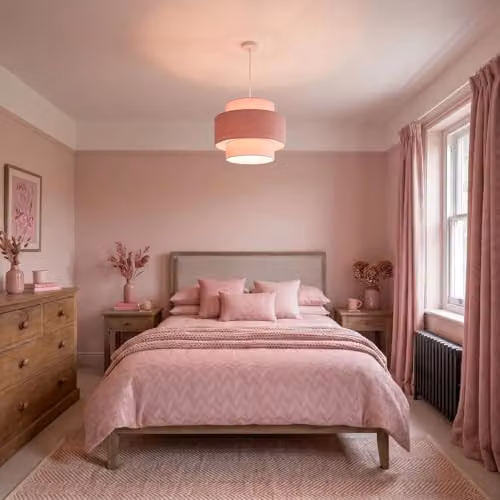 Happy Homewares Pink Herringbone Linen and Cotton Triple Tier Pendant Lamp Shade, W: 20 cm, H: 30 cm – 2