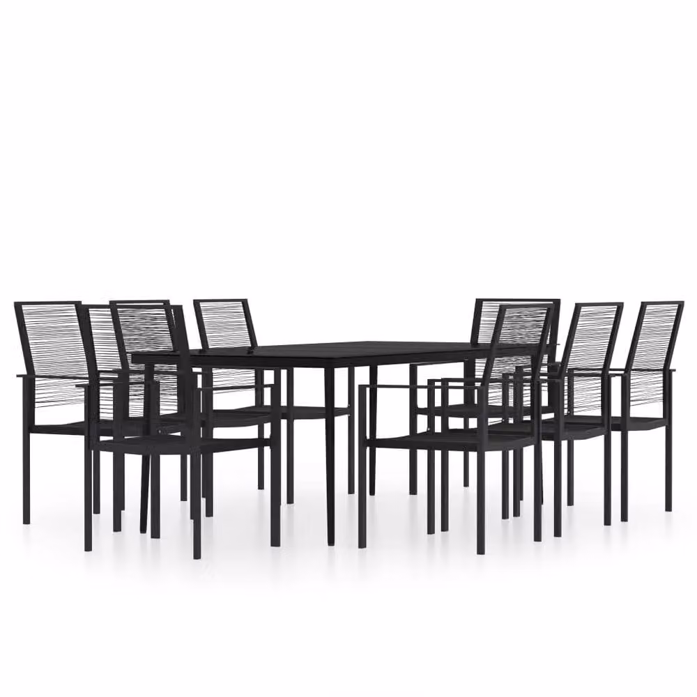 Berkfield Home 9 Piece Modern Garden Dining Set in Black – 2