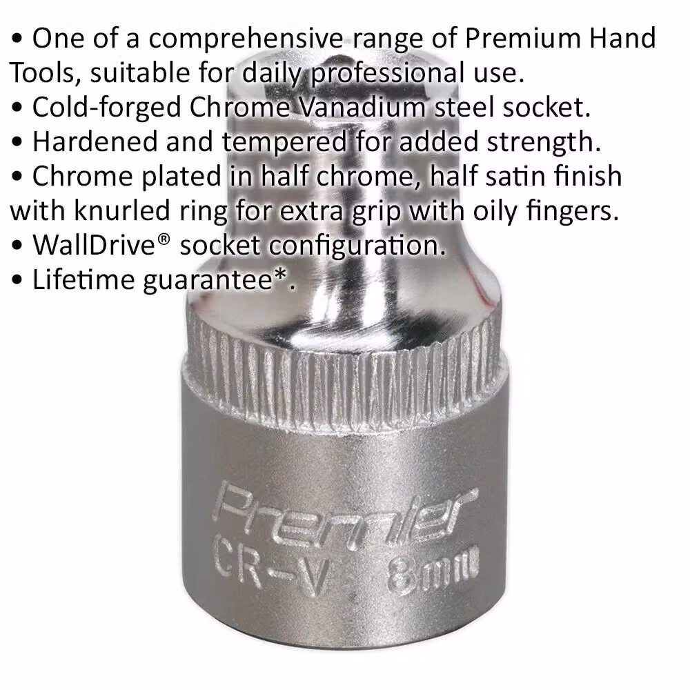 Loops 8mm Forged Steel Drive Socket, 3/8 inch Square Drive, Chrome Vanadium, Silver – 2