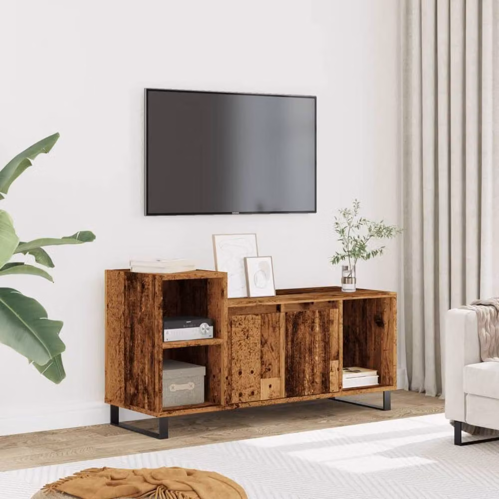 Berkfield Home Industrial TV Cabinet in Brown Old Wood, W/D/H: 100 x 35 x 55 cm – 2