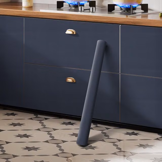 Livingandhome Plain Blue Self-Adhesive Moisture-Resistant Vinyl Wallpaper Roll