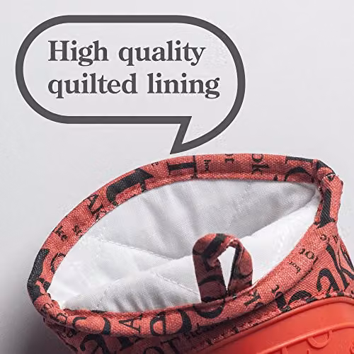 Zeal Red Silicone Double Oven Gloves, Non-Slip and Machine Washable – 7