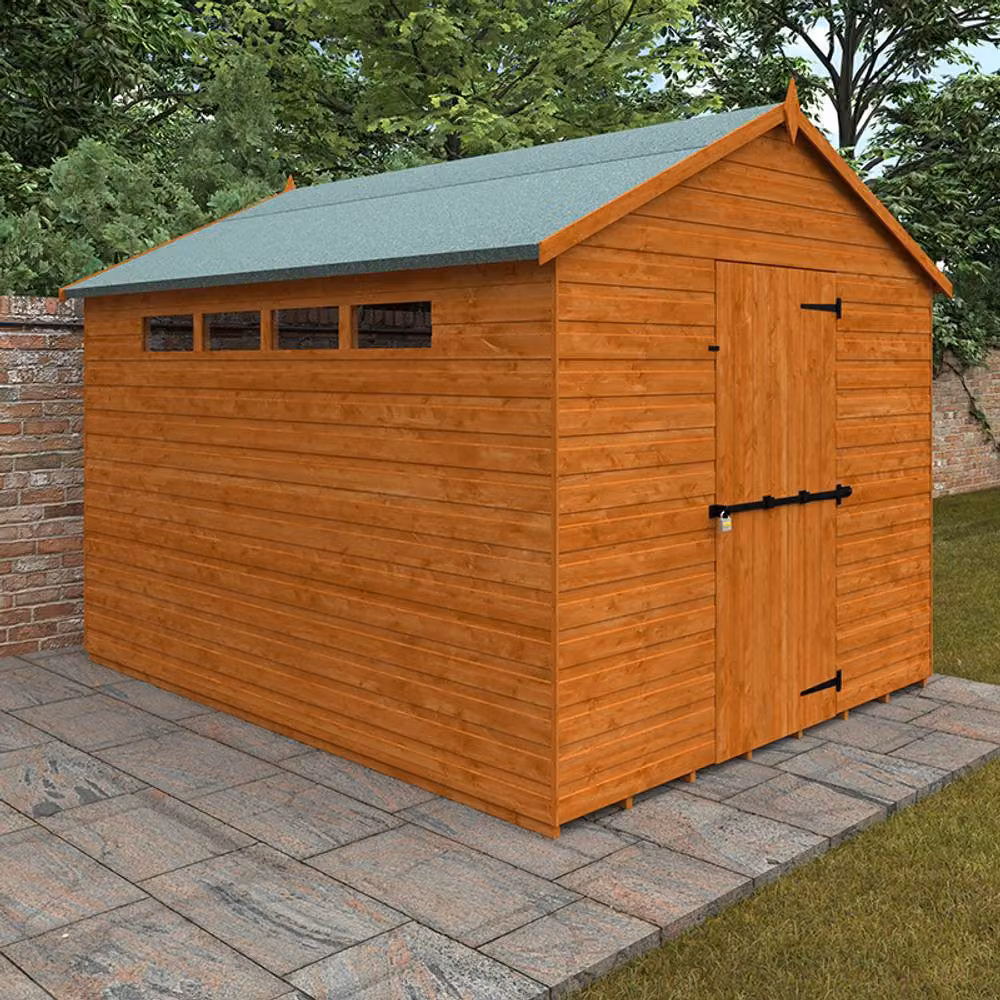 Buttercup Farm Security Apex 12mm Wooden Garden Shed in Burnt Orange – 2