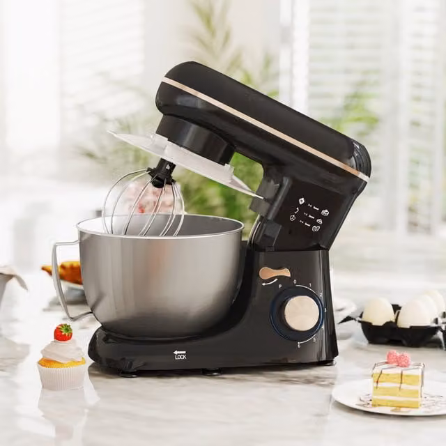 HOMCOM 4.5L Stand Mixer in Black with 6 Speeds and Pulse Setting