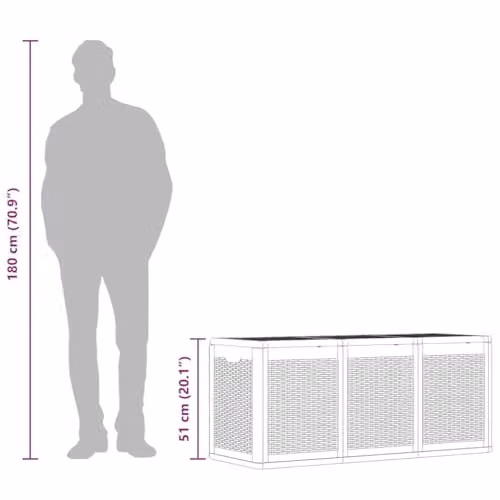 vidaXL Grey Rattan Plastic Garden Storage Box – 3