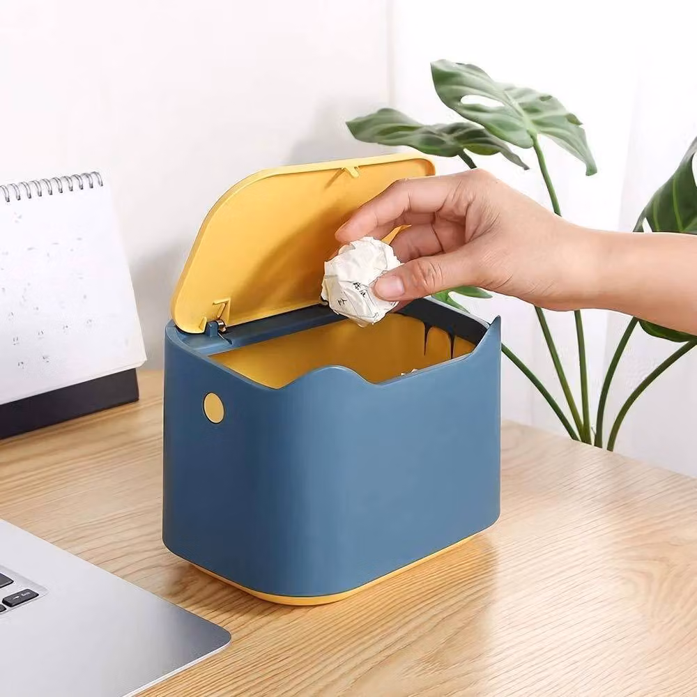 EONLION Mini Portable Desk Bin with Flip Lid, Blue – 2