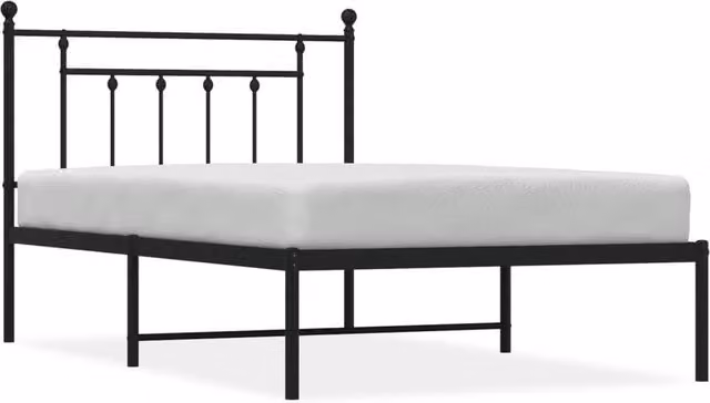 Berkfield Home Metal Bed Frame with Headboard in Black, W: 107 cm, L: 203 cm