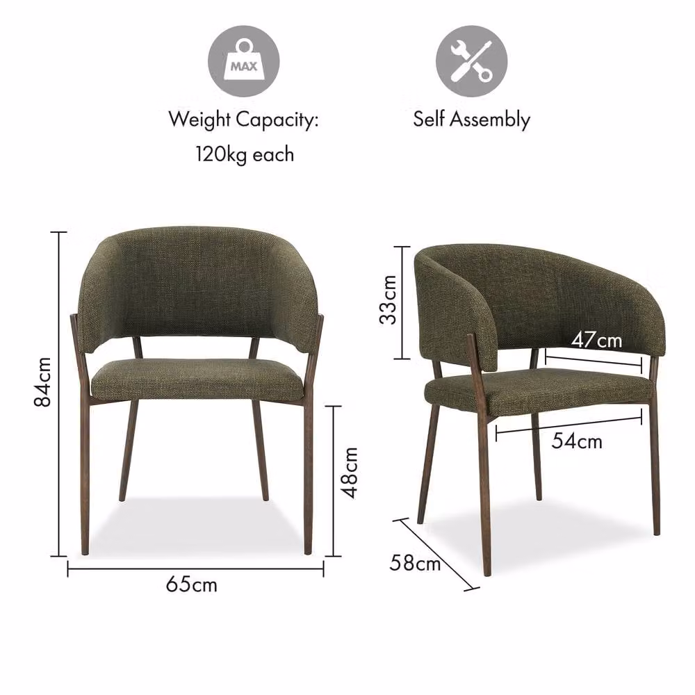 VonHaus Oxford Set of 6 Upholstered Dining Chairs in Green with Dark Wood Effect Legs – 7