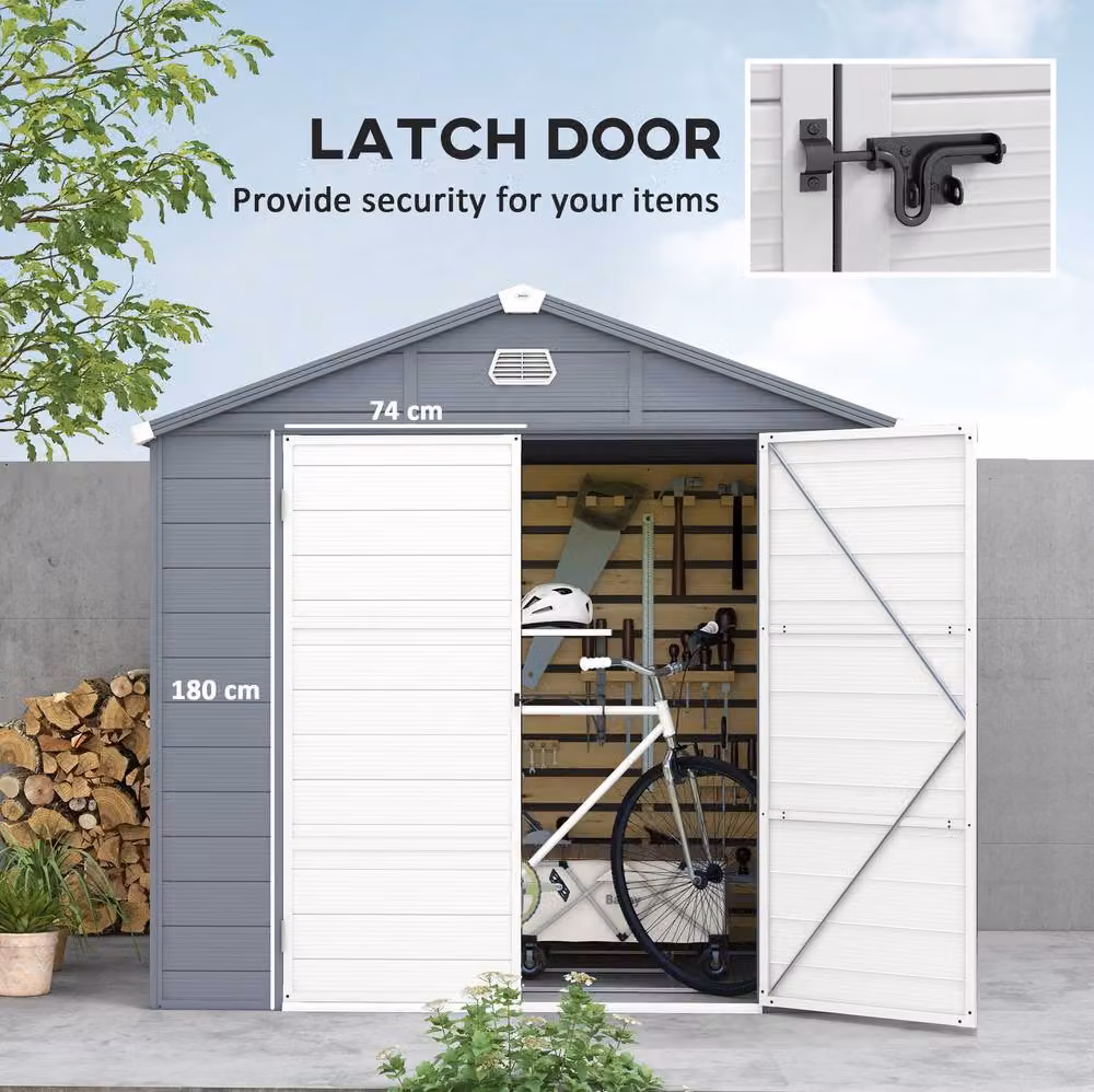 STILVORA Modern Pent Storage Shed in Grey with Window and Vents – 6