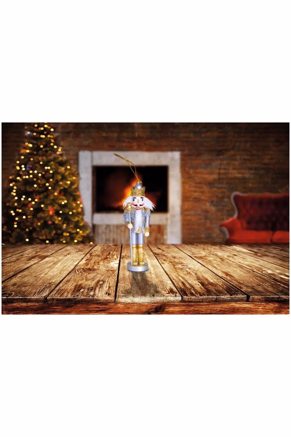 St Helens Home & Garden Nutcracker Christmas Tree Hanging Decoration, Gold and Silver, Height: 15 cm – 5