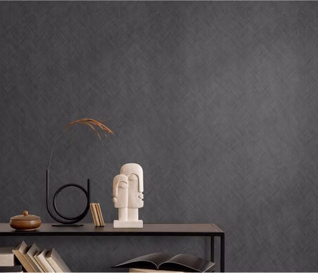 Erismann Silent Weave Plain Non-Woven Vinyl Wallpaper in Grey Anthracite