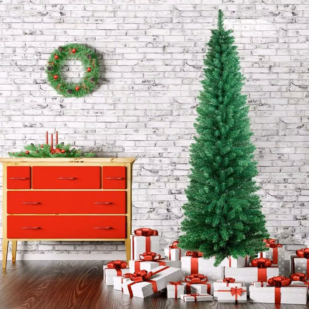 Kelvenix 2.1m Slim Christmas Tree with Warm White LED Lights in Green – 4