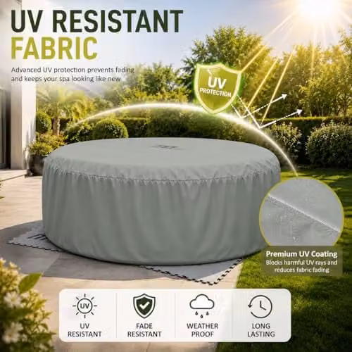 SHATCHI Thermal Round Hot Tub Cover in Grey, W/D/H: 190 x 70 x 70 cm – 4