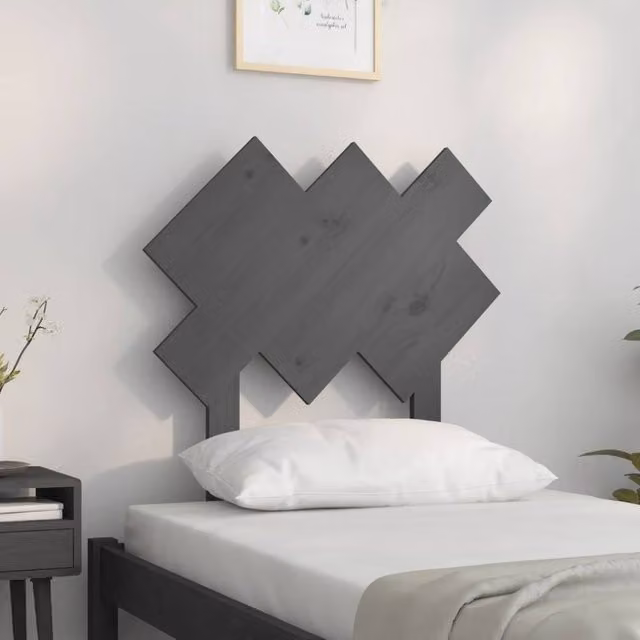 Berkfield Home Beautiful Bed Headboard in Grey, Solid Pine Wood, W/D/H: 72.5 x 3 x 81 cm – 1