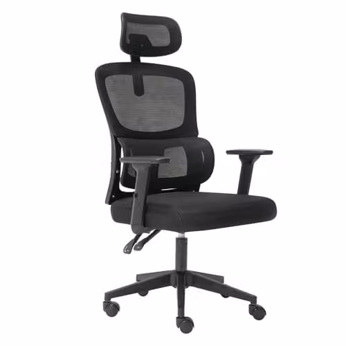 Levede Ergonomic Mesh Office Chair with Headrest and Armrests in Black – 1