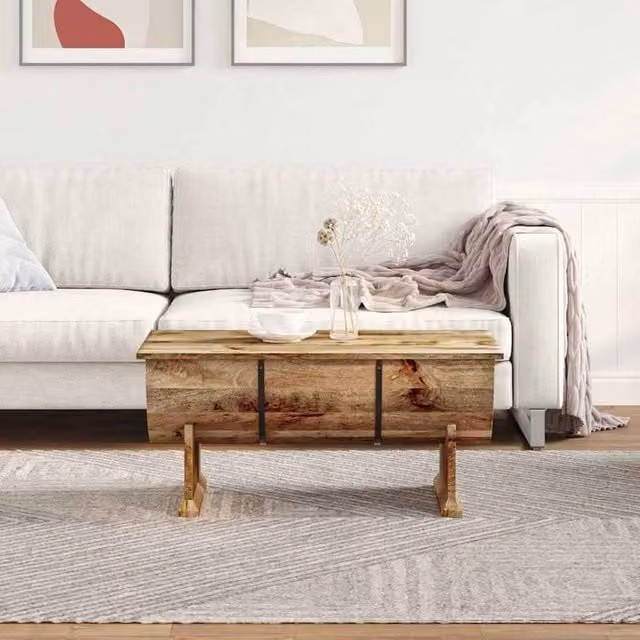Berkfield Home Beautiful Coffee Table in Brown Solid Mango Wood W: 88 cm, D: 50 cm, H: 40 cm – 1