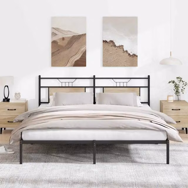 Berkfield Home Sonoma Oak Bed Frame in Brown, W: 183 cm, D: 203 cm