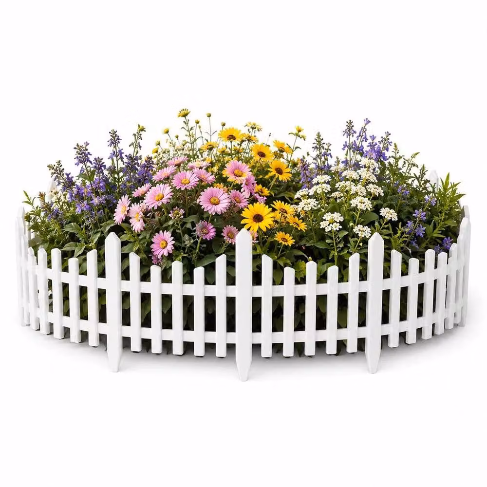 EONLION White Wood Lawn Border Fence, 10 Pieces, Height: 100 cm – 2