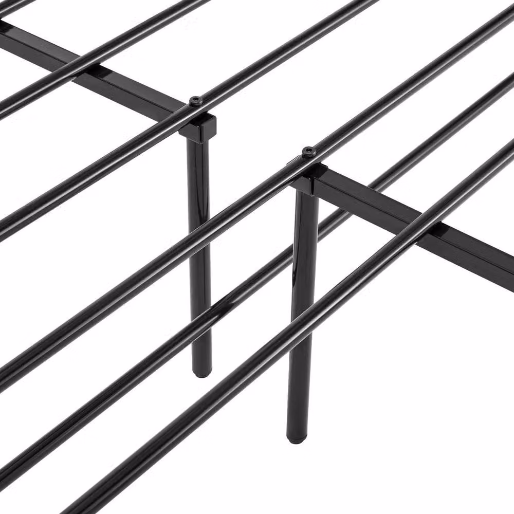 FLAVORA Metal King Size Bed Frame with Headboard and Underbed Storage in Black, 180 x 200 cm – 5
