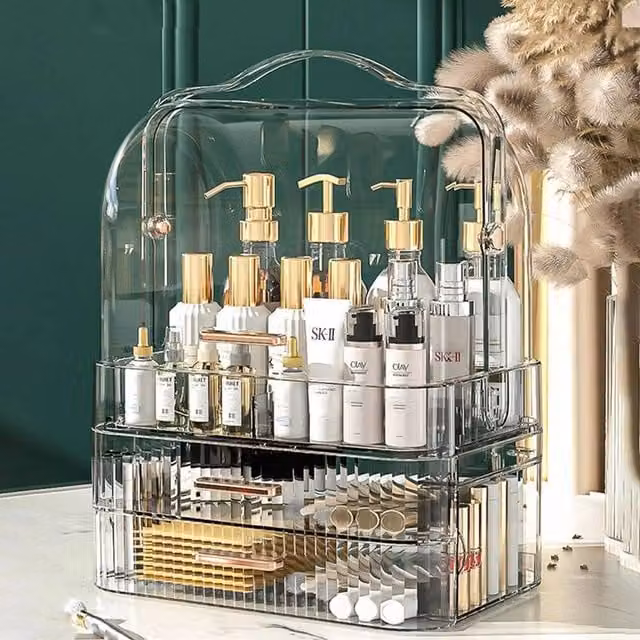 NESTLUNE Large Transparent Acrylic Makeup Organiser and Cosmetic Vanity Case Box – 1