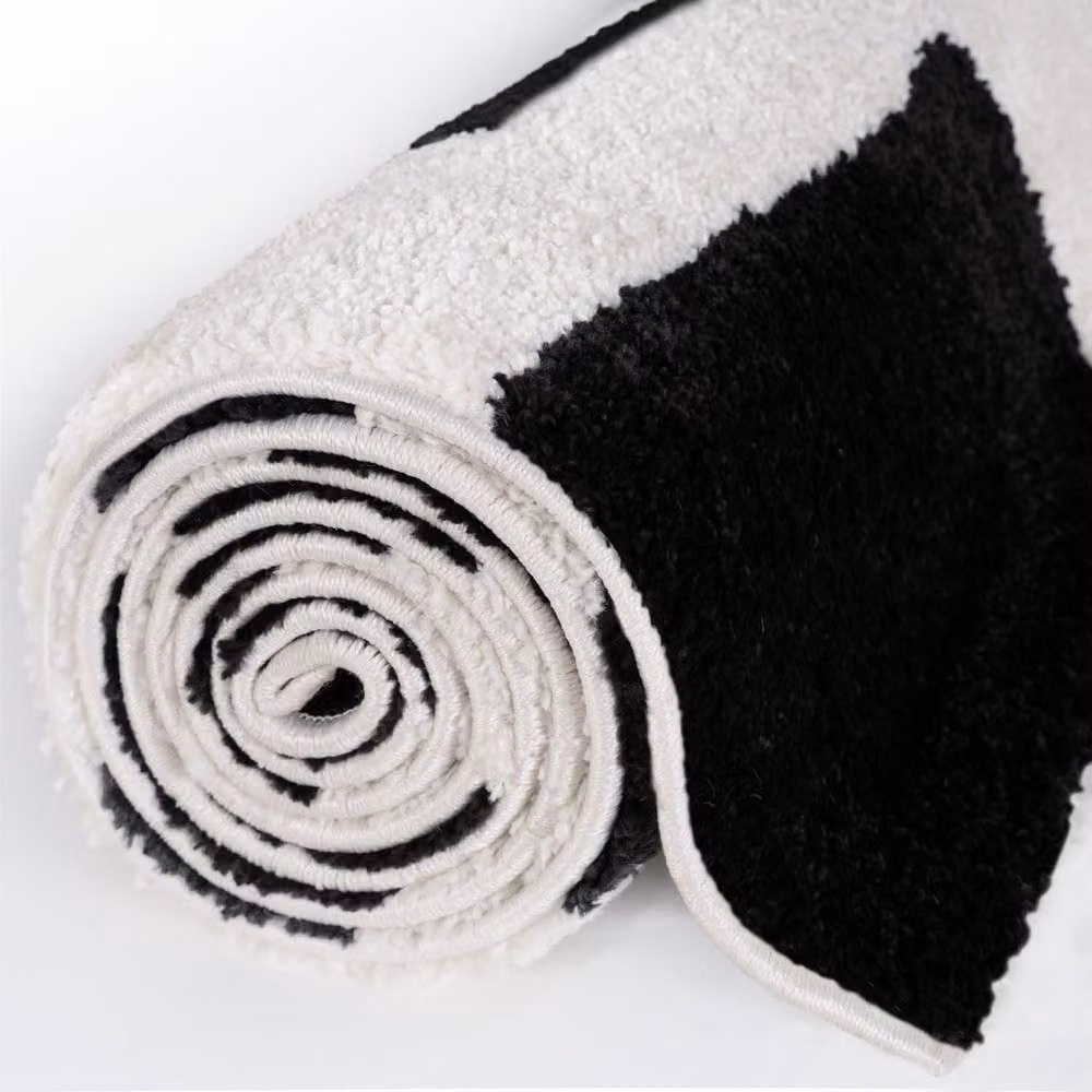 THE RUGS Joli Chequered Soft and Dense Pile Living Room and Bedroom Rug in Black, W: 200 cm, L: 290 cm – 7