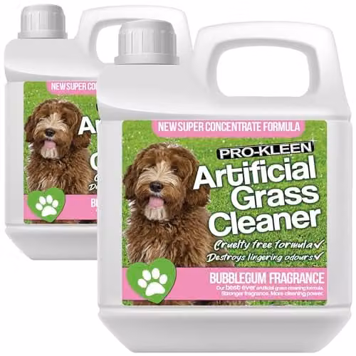 Pro-Kleen 4-in-1 Artificial Grass Cleaner and Pet Friendly Disinfectant with Deodoriser, Bubblegum Fragrance, 2 x 1 Litre – 1