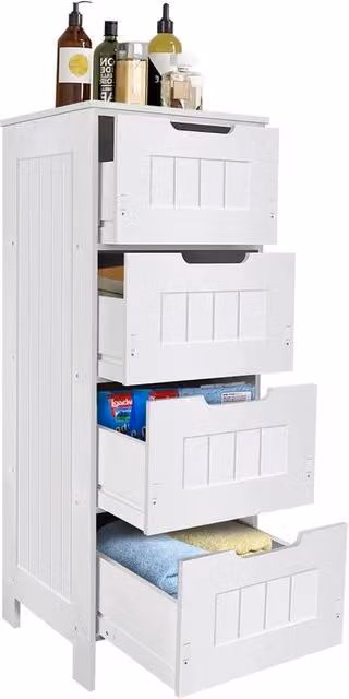 SPETLEK White Waterproof 4 Drawer Freestanding PVC Bathroom Storage Cabinet W/D/H: 30 x 30 x 81 cm – 1