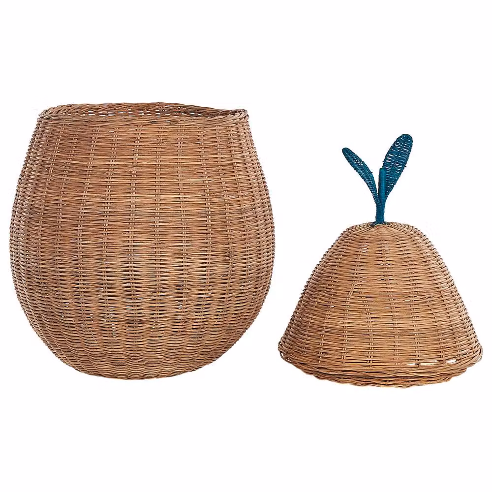 Wyld and Coco Pear-Shaped Rattan Toy Hamper in Natural Beige and Brown Wicker – 3