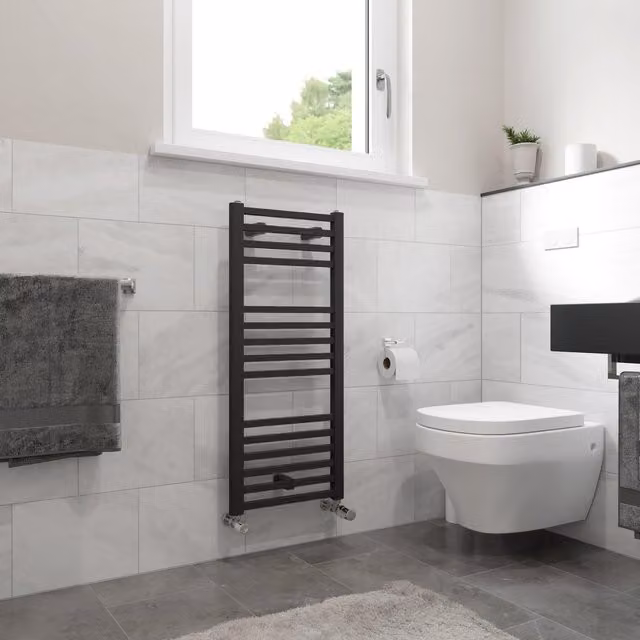 Agadon Willow Designer Towel Radiator in Dark Grey, W: 50.0 cm, H: 67.7 cm