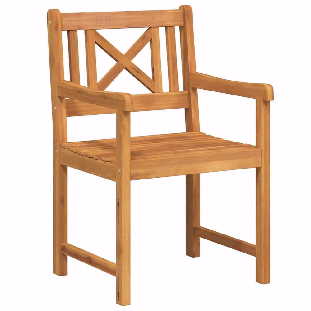 Berkfield Home Set of 2 Modern Brown Acacia Wood Garden Chairs, W/D/H: 56 x 56 x 90 cm – 3