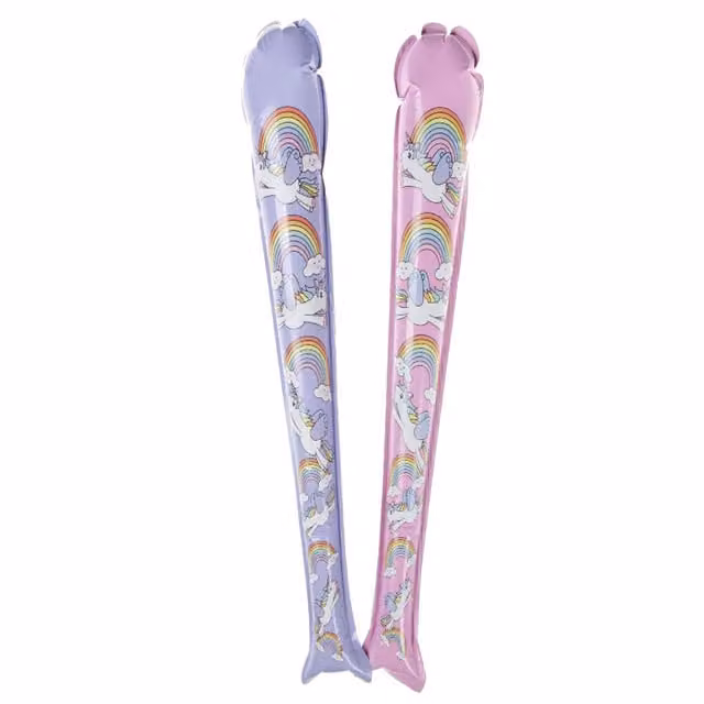 LG-Imports White and Multicolour Single Unicorn Print Self-Inflating Bat with Motor
