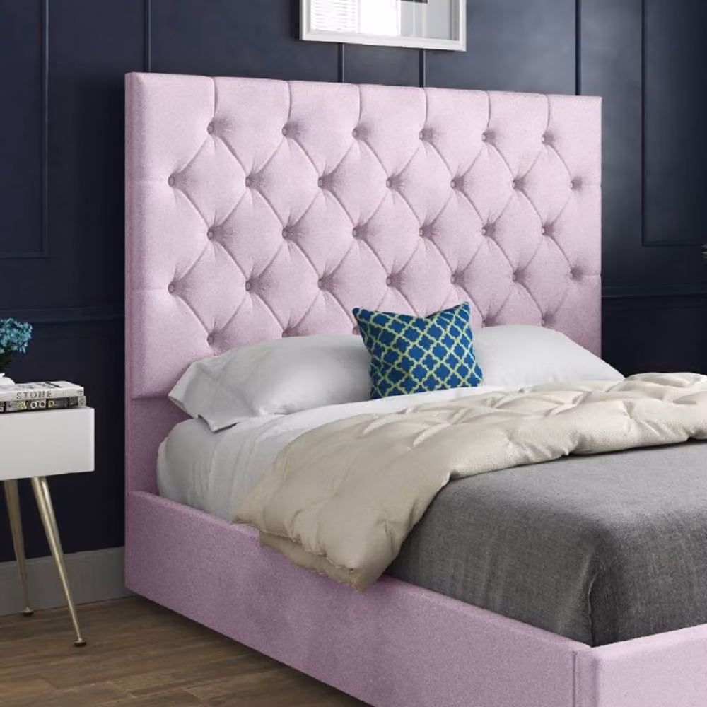Casani Craster Pink Velvet Upholstered Chesterfield Bed Frame, W/D/H: 200 x 137 x 189 cm – 4