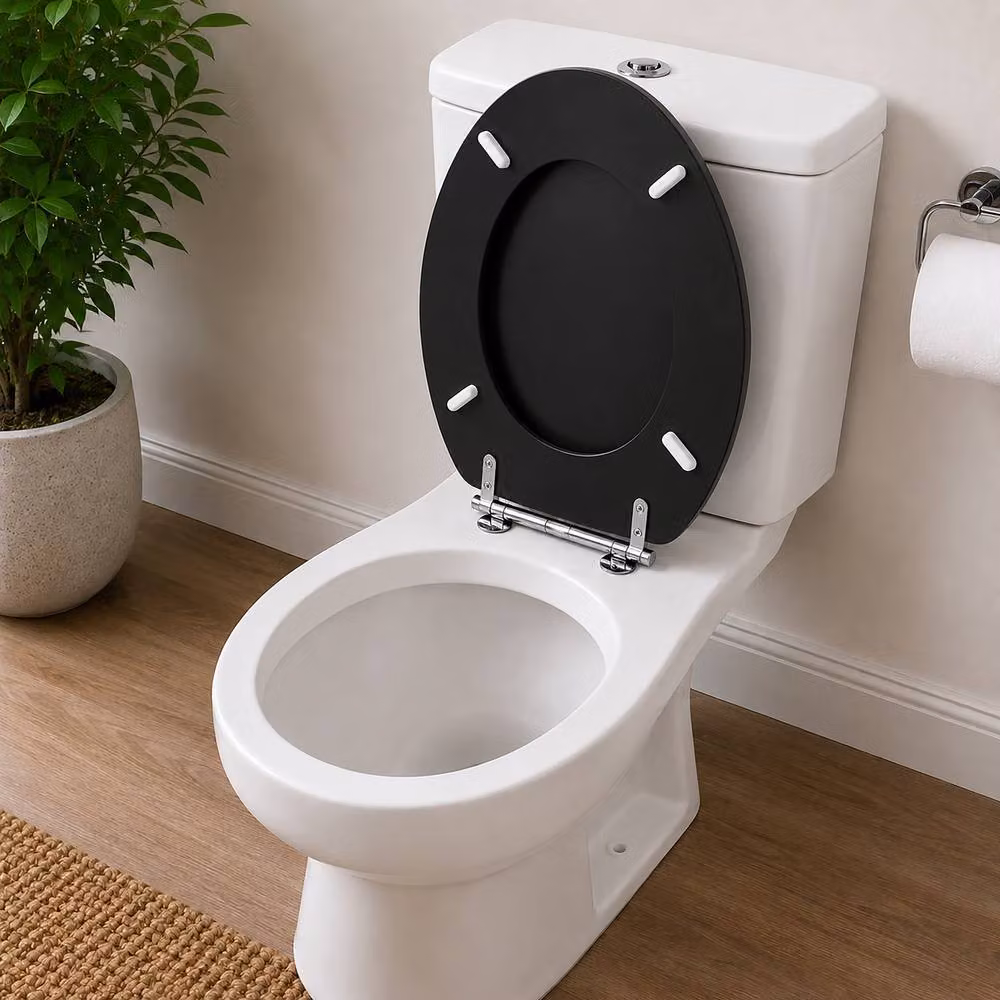 Marco Paul Black Oval MDF Toilet Seat with Soft Close and Quick Release Function – 5