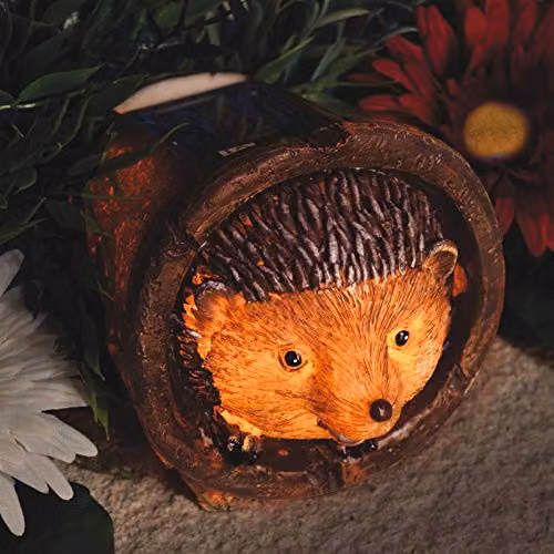 mysmartbuy Hedgehog Solar Light, Brown Polyresin Outdoor Garden Ornament, H x W x D: 14.5 x 11 x 11 cm