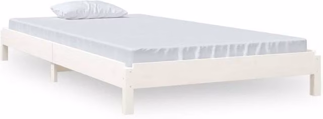 Berkfield Home Stack Bunk Bed in White Solid Pine Wood, W/D/H: 100 x 200 cm