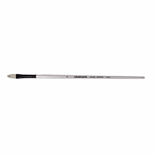 Daler-Rowney Graduate Oil Brush, Filbert Shape, Natural Hog Bristle, Size 4, White and Silver with Wood Handle