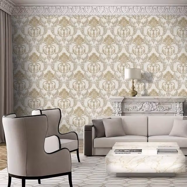 Debona Classic Gold and Yellow Floral Abstract Vinyl Wallpaper Roll