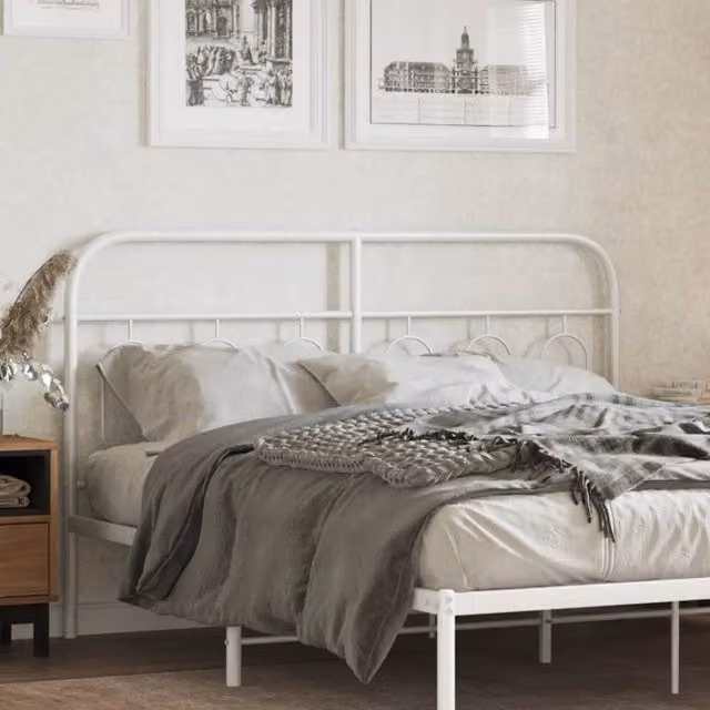 Berkfield Home Classic Metal Headboard in White, Width: 137 cm