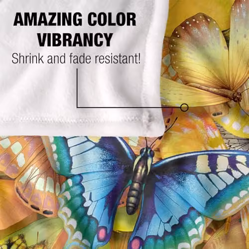 JQ Licensing Royce Mcclure Be Unique Butterflies Super Soft Silky Touch Fleece Throw Blanket, Multicolour, W/D/H: 91 x 147 cm – 4