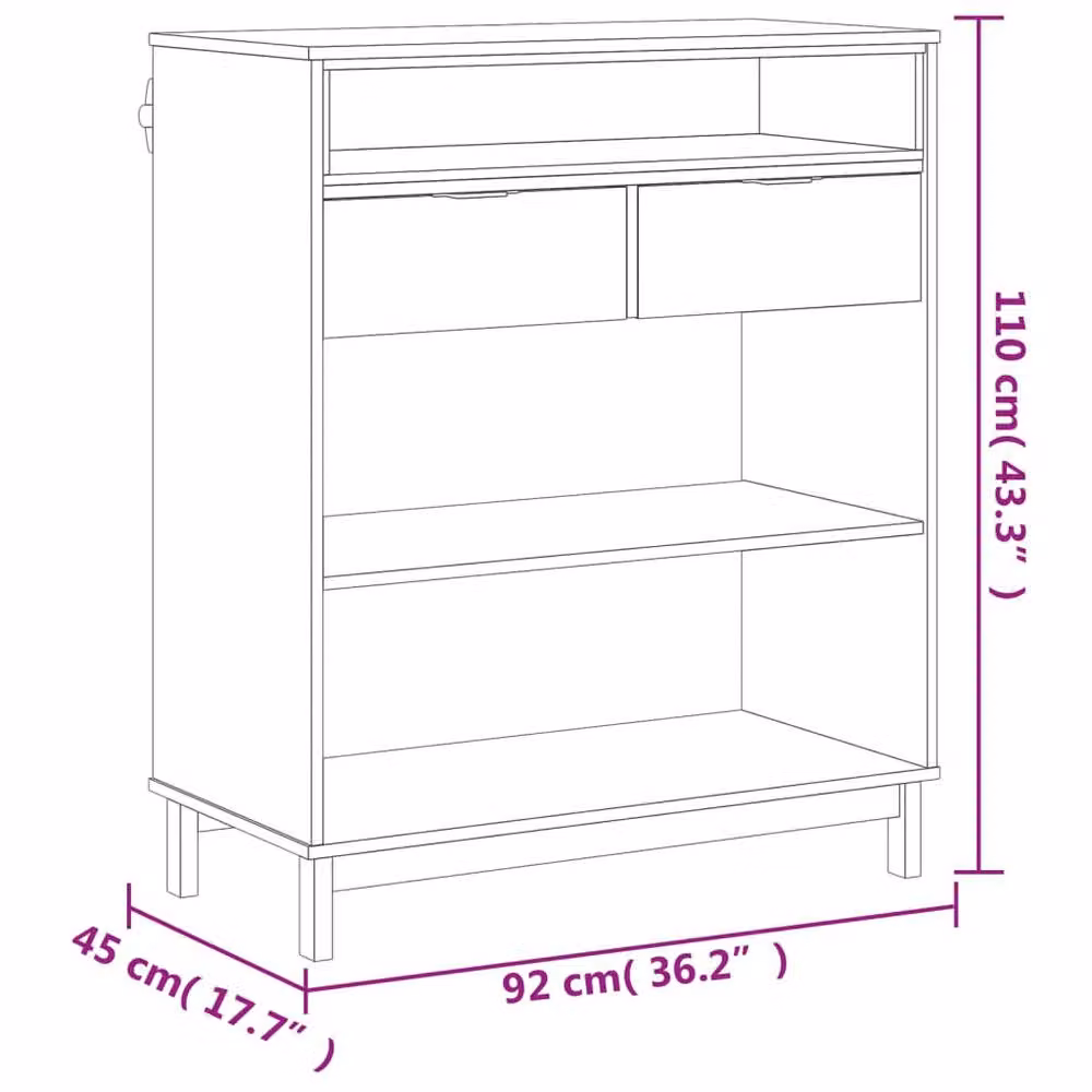 Berkfield Home Beautiful Bar Table FLAM in Brown Solid Wood Pine, W/D/H: 92 x 45 x 110 cm – 5