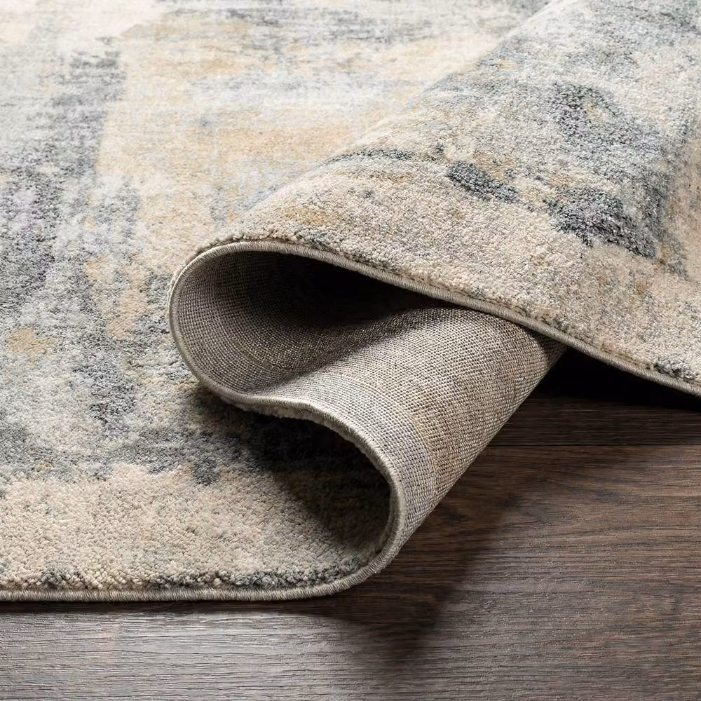 Livabliss Avellino Abstract Modern Marble High Pile Living Room Rug in Grey, Blue and Beige, W: 160 cm, L: 215 cm – 2