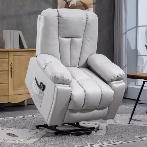 HOMCOM Riser and Recliner Chair for Seniors with Motorised Recline and Lift Assist, Light Grey – 2