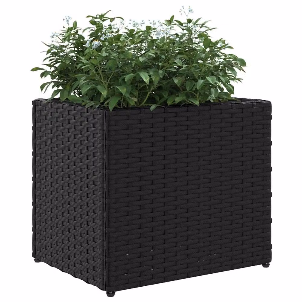 Berkfield Home Set of 2 Black Poly Rattan Garden Planter Tubs, W/D/H: 36 x 30 x 32 cm – 4