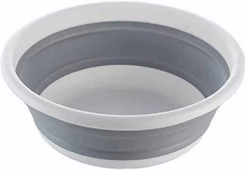 MantraRaj Collapsible Round Silicone Wash Basket with Handles, Grey – 1