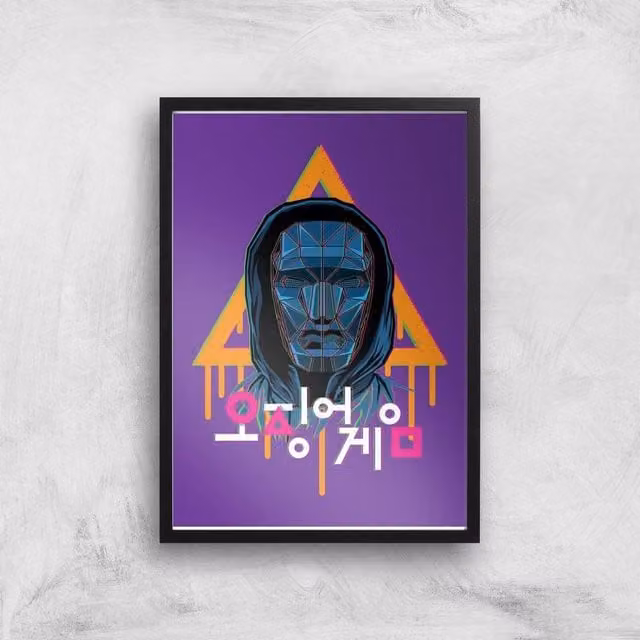 Squid Game Front Man Multicolour and Purple Paint Giclee Art Print on Paper, Size: A2